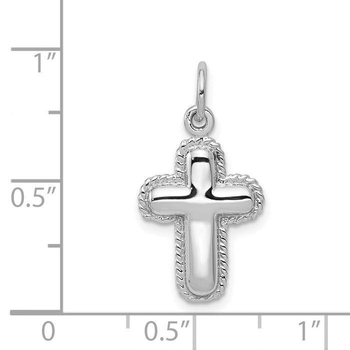 Million Charms 14K White Gold Themed Polished Relgious Cross Charm