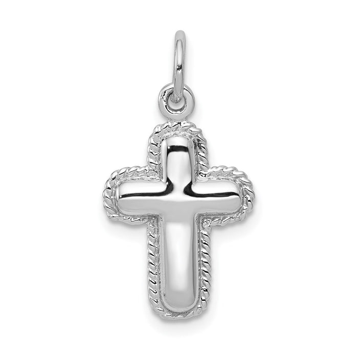 Million Charms 14K White Gold Themed Polished Relgious Cross Charm