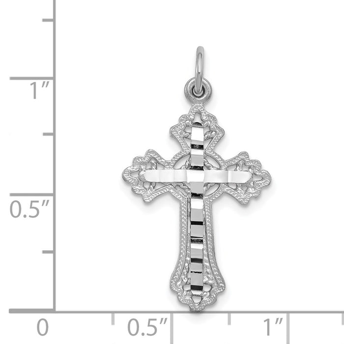 Million Charms 14K White Gold Themed Relgious Cross Charm