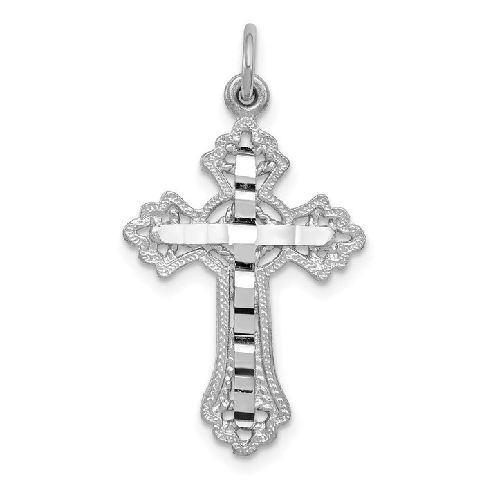 Million Charms 14K White Gold Themed Relgious Cross Charm