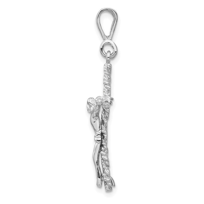 Million Charms 14K White Gold Themed Relgious Crucifix Charm