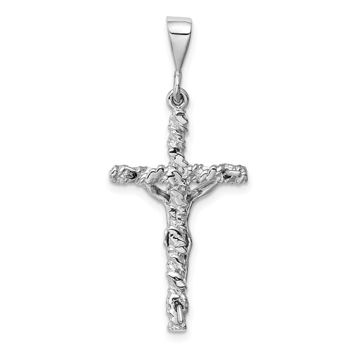 Million Charms 14K White Gold Themed Relgious Crucifix Charm