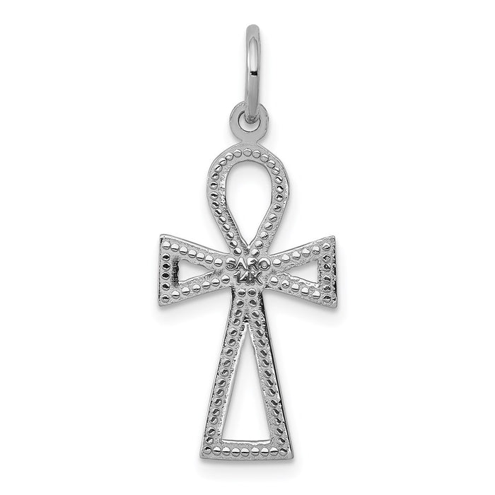 Million Charms 14K White Gold Themed Ankh Relgious Cross Charm