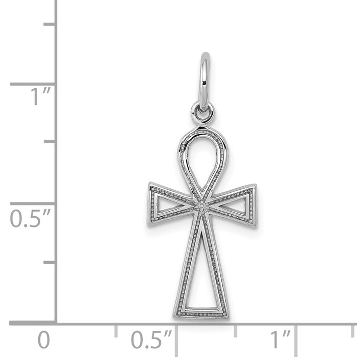 Million Charms 14K White Gold Themed Ankh Relgious Cross Charm