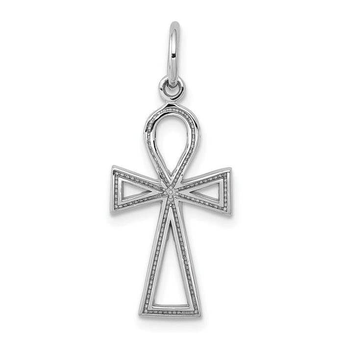 Million Charms 14K White Gold Themed Ankh Relgious Cross Charm