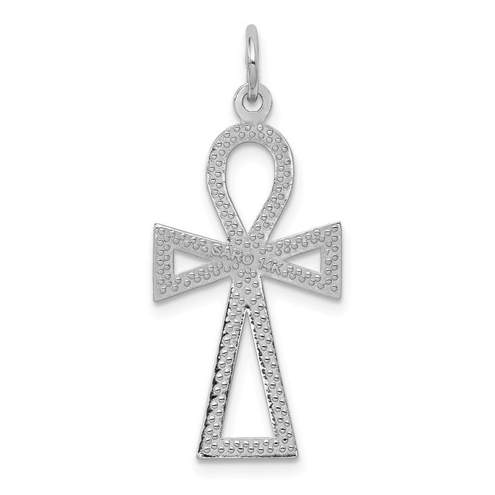 Million Charms 14K White Gold Themed Ankh Relgious Cross Pendant