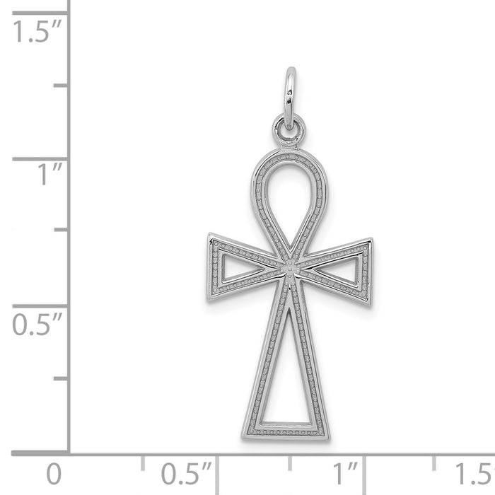 Million Charms 14K White Gold Themed Ankh Relgious Cross Pendant