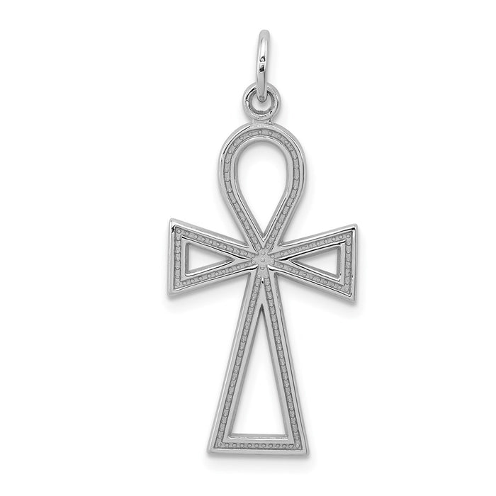 Million Charms 14K White Gold Themed Ankh Relgious Cross Pendant