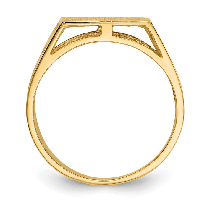 14k Yellow Gold 12.0x12.5mm Open Back Men's Signet Ring, Size: 10