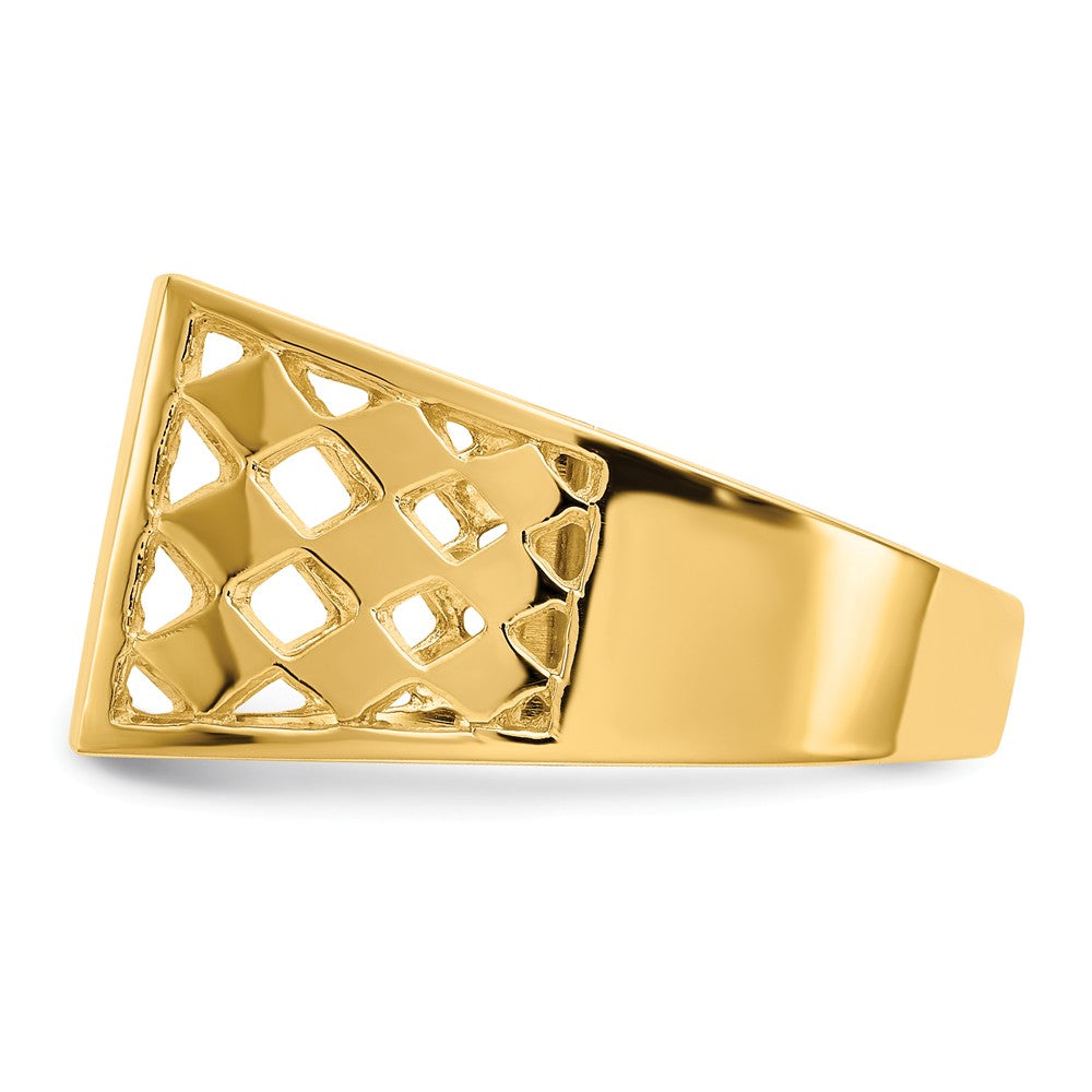 14k Yellow Gold 12.0x12.5mm Open Back Men's Signet Ring, Size: 10