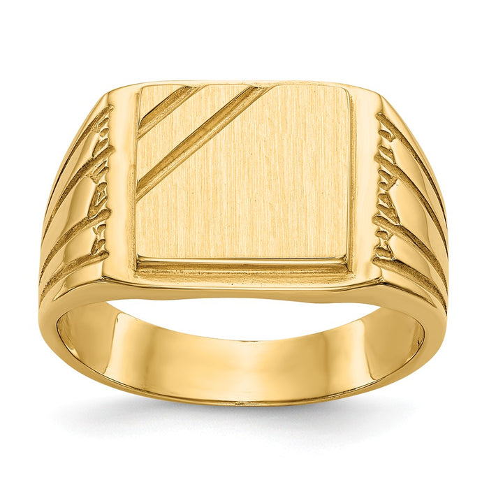 14k Yellow Gold Men's Signet Ring, Size: 10