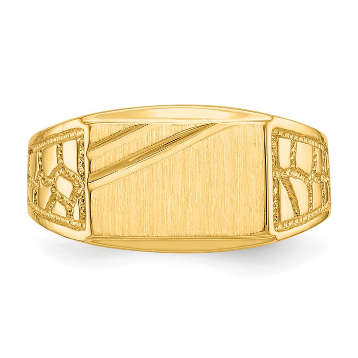 14k Yellow Gold 8.5x13.0mm Open Back Men's Signet Ring, Size: 10
