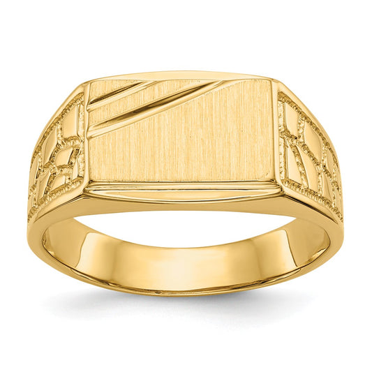14k Yellow Gold 8.5x13.0mm Open Back Men's Signet Ring, Size: 10