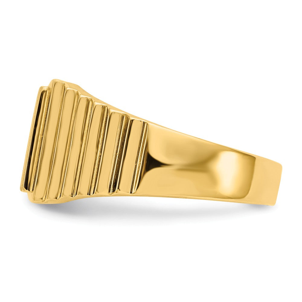 14k Yellow Gold 10.0x8.5mm Open Back Men's Signet Ring, Size: 10