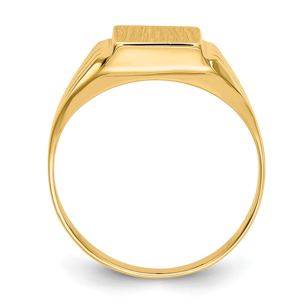 14k Yellow Gold 9.0x8.0mm Open Back Signet Ring, Size: 7.5