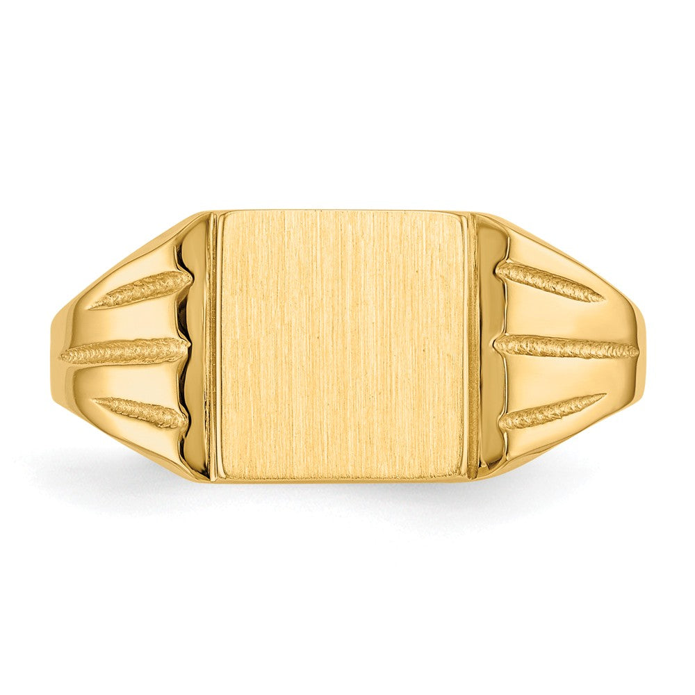 14k Yellow Gold 9.0x8.0mm Open Back Signet Ring, Size: 7.5