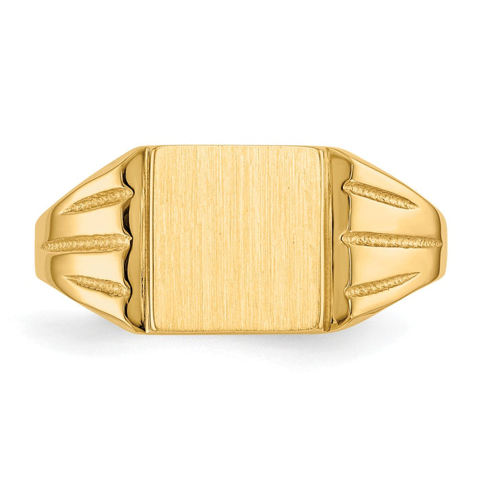 14k Yellow Gold 9.0x8.0mm Open Back Signet Ring, Size: 7.5