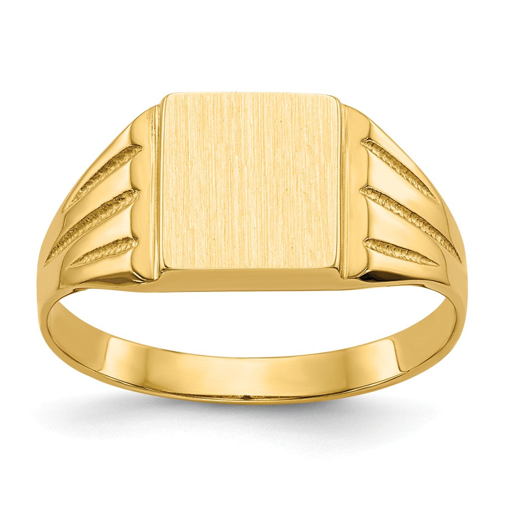 14k Yellow Gold 9.0x8.0mm Open Back Signet Ring, Size: 7.5