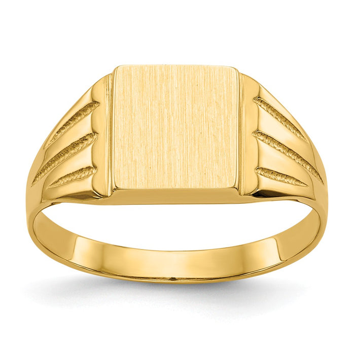 14k Yellow Gold 9.0x8.0mm Open Back Signet Ring, Size: 7.5
