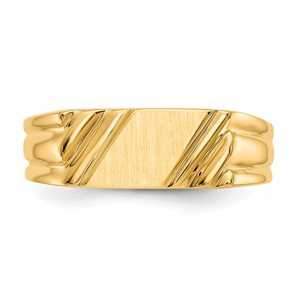 14k Yellow Gold 5.5x5.5mm Open Back Signet Ring, Size: 6