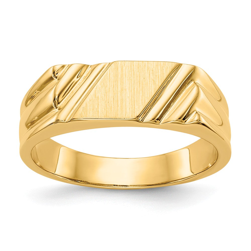 14k Yellow Gold 5.5x5.5mm Open Back Signet Ring, Size: 6