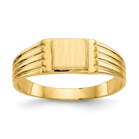 14k Yellow Gold Signet Ring Open Back, Size: 6