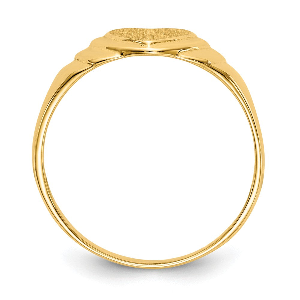 14k Yellow Gold 7.0x7.0mm Closed Back Children's Heart Signet Ring, Size: 4.75