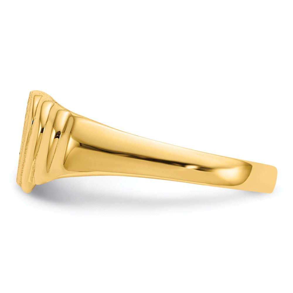 14k Yellow Gold 7.0x7.0mm Closed Back Children's Heart Signet Ring, Size: 4.75