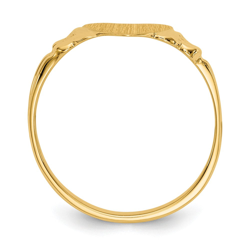 14k Yellow Gold 8.0x8.5mm Closed Back Children's Heart Signet Ring, Size: 5