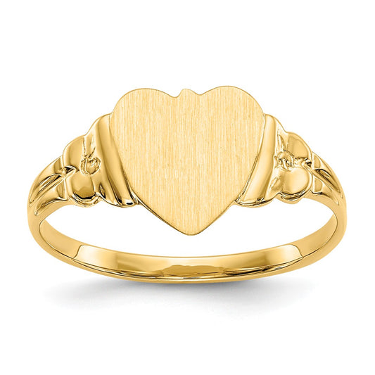 14k Yellow Gold 8.0x8.5mm Closed Back Children's Heart Signet Ring, Size: 5