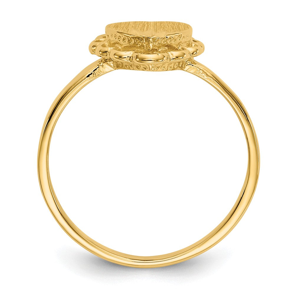 14k Yellow Gold 6.5x7.0mm Open Back Heart Signet Ring, Size: 6