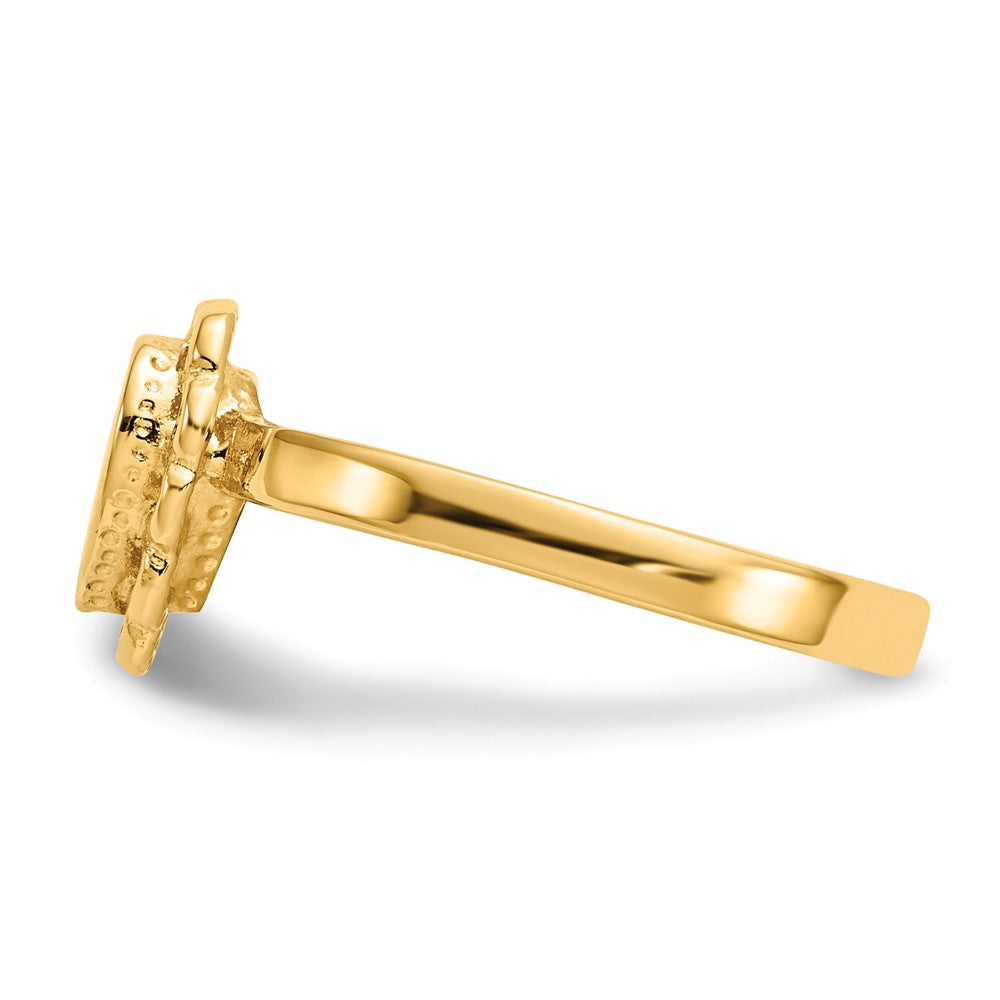 14k Yellow Gold 6.5x7.0mm Open Back Heart Signet Ring, Size: 6