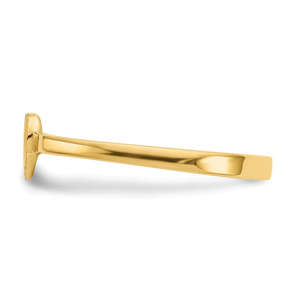 14k Yellow Gold Heart Signet Ring, Size: 4