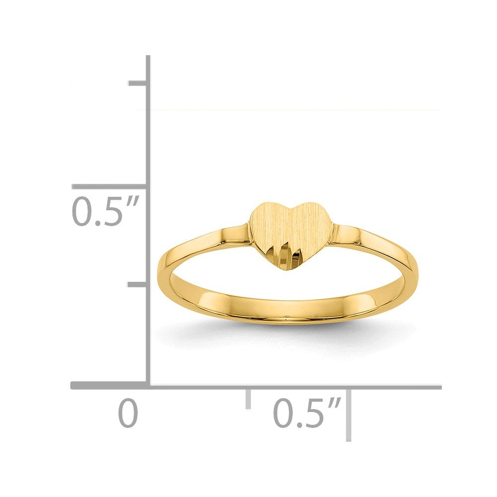 14k Yellow Gold Heart Signet Ring, Size: 4