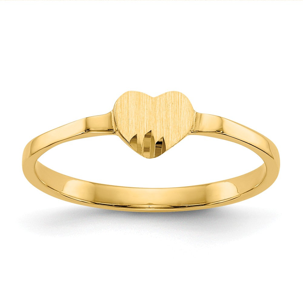 14k Yellow Gold Heart Signet Ring, Size: 4