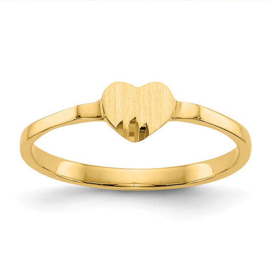 14k Yellow Gold Heart Signet Ring, Size: 4