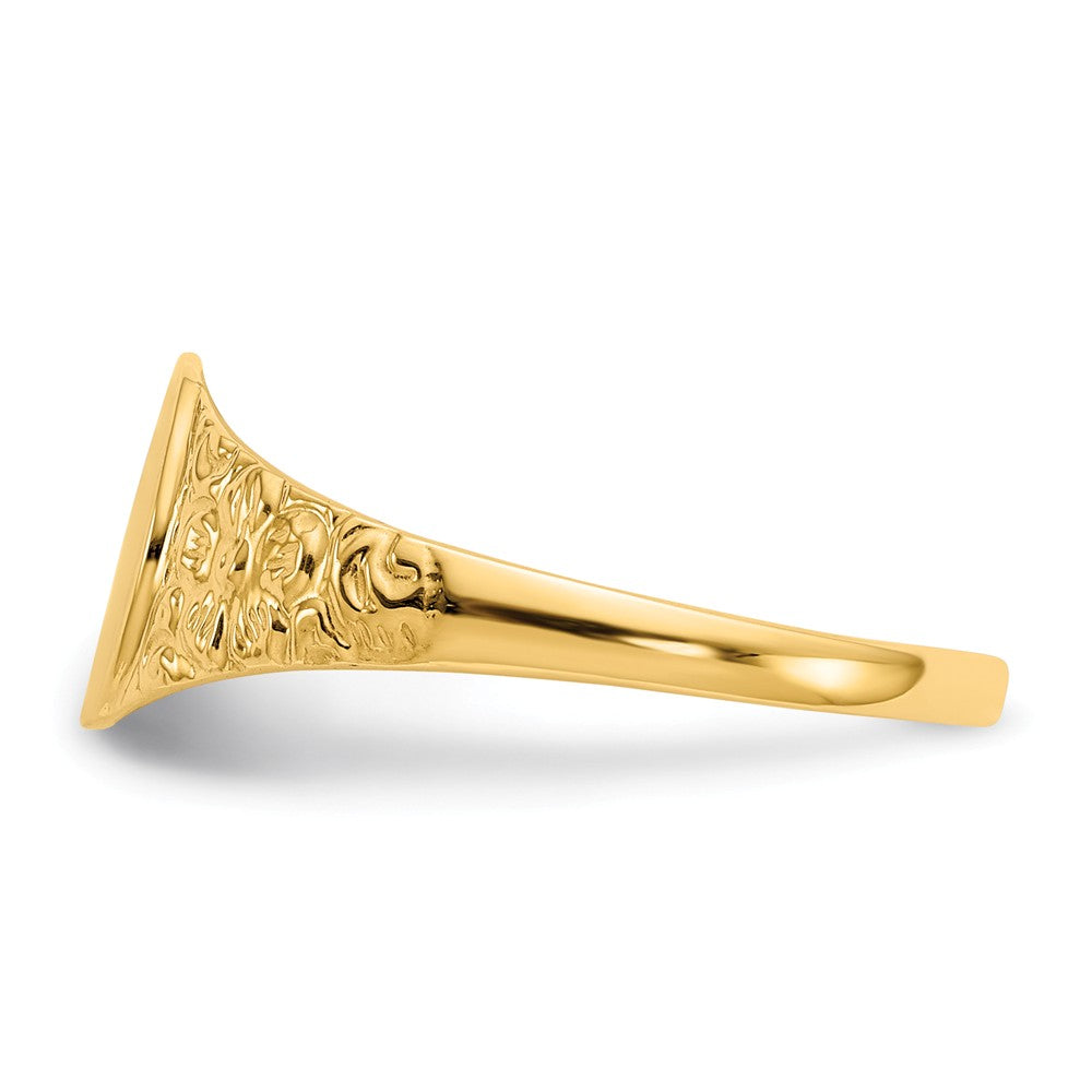 14k Yellow Gold 8.0x7.0mm Closed Back Signet Ring, Size: 6