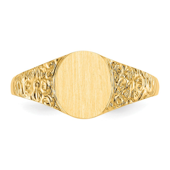 14k Yellow Gold 8.0x7.0mm Closed Back Signet Ring, Size: 6