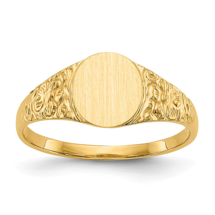 14k Yellow Gold 8.0x7.0mm Closed Back Signet Ring, Size: 6