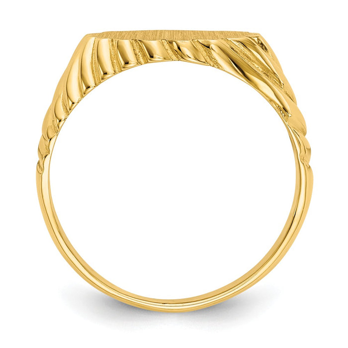 14k Yellow Gold 7.5x10.0mm Open Back Signet Ring, Size: 5