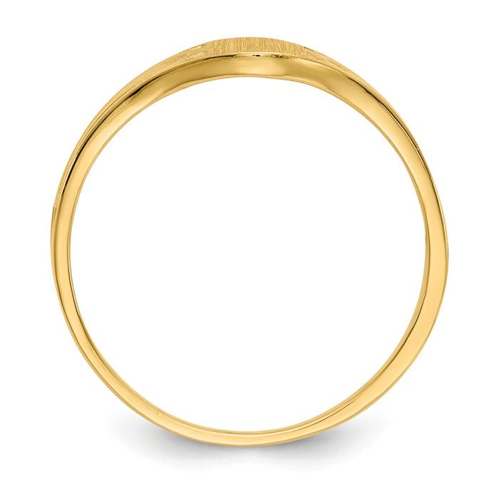 14k Yellow Gold 6.5x4.0mm Closed Back Children's Signet Ring, Size: 4.5