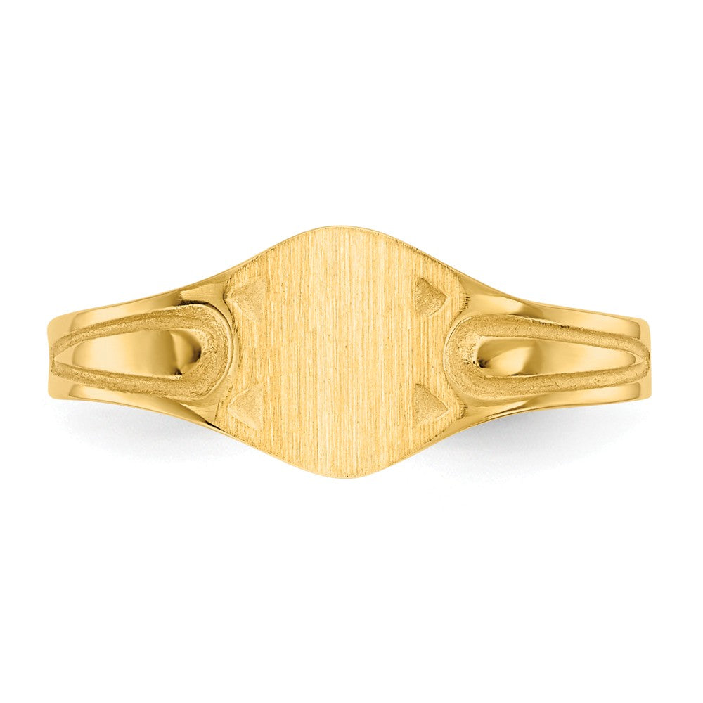 14k Yellow Gold 6.5x4.0mm Closed Back Children's Signet Ring, Size: 4.5