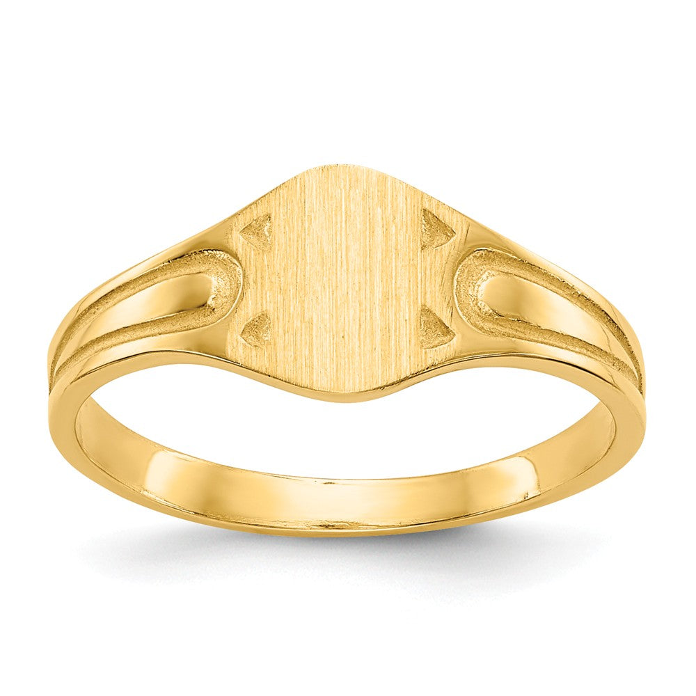 14k Yellow Gold 6.5x4.0mm Closed Back Children's Signet Ring, Size: 4.5