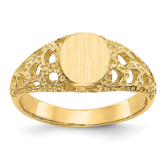 14k Yellow Gold Signet Ring, Size: 3