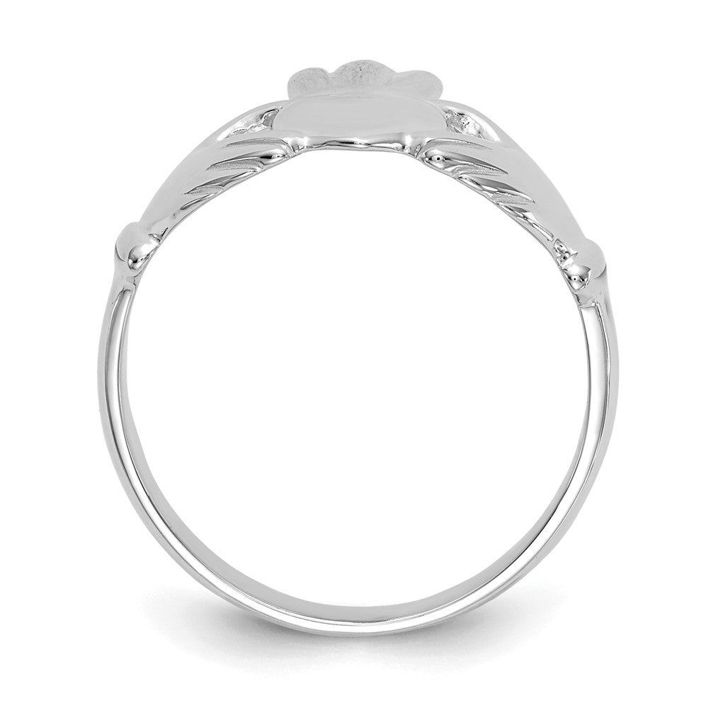 14k White Gold Polished Claddagh Ring, Size: 7