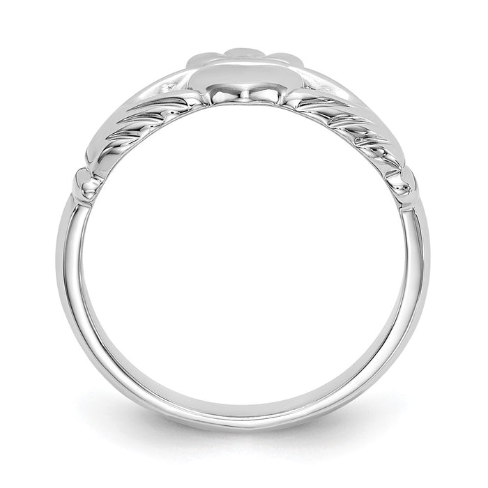 14k White Gold Polished Men's Claddagh Ring, Size: 8
