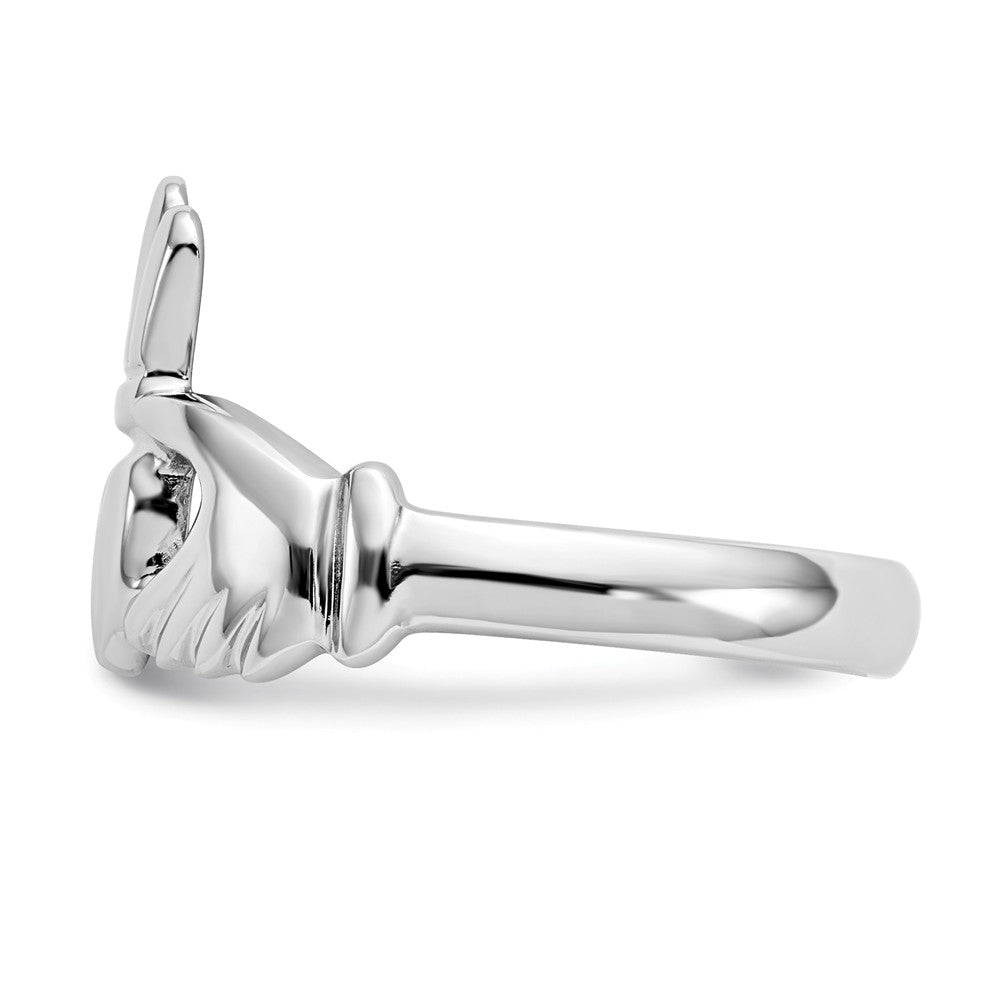14k White Gold Polished Men's Claddagh Ring, Size: 8