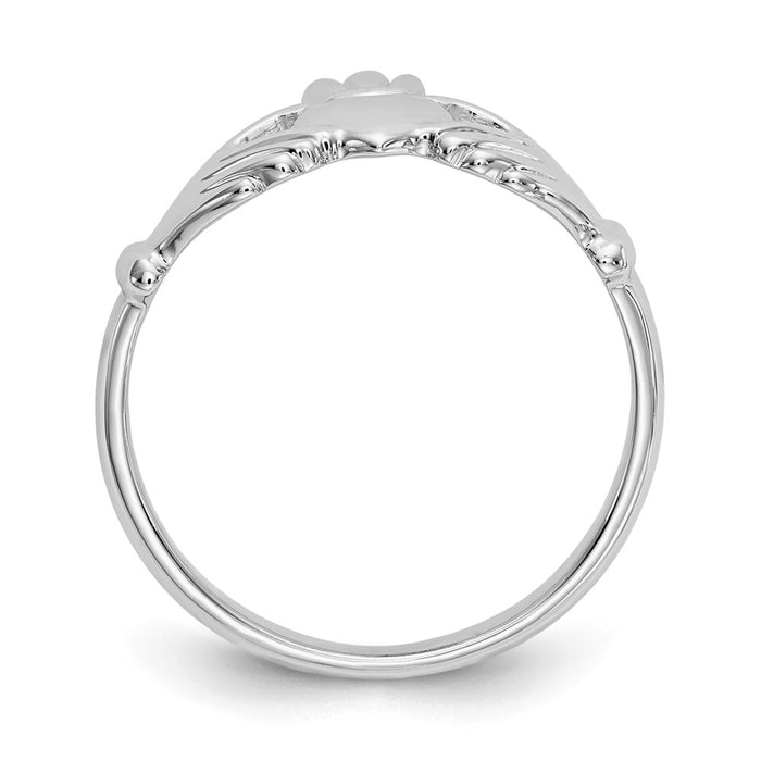 14k White Gold Polished Claddagh Ring, Size: 6.5