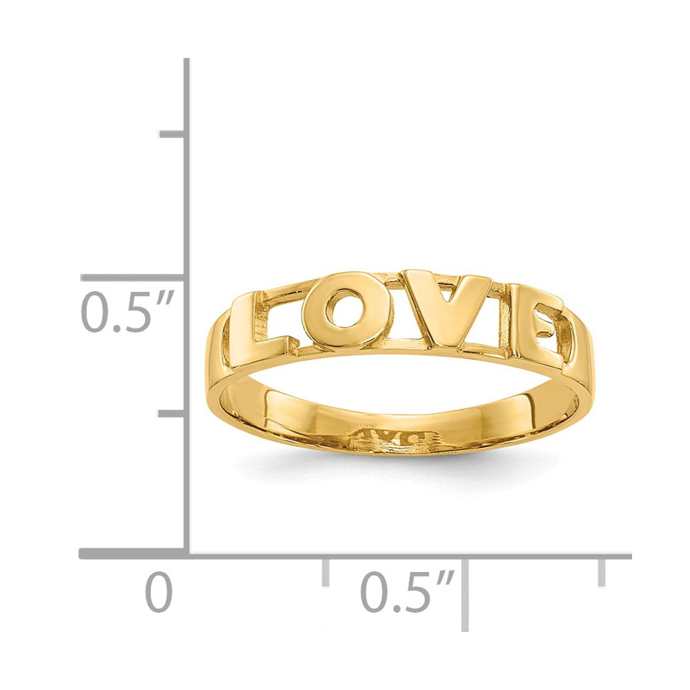 14k Yellow Gold Love Ring, Size: 6