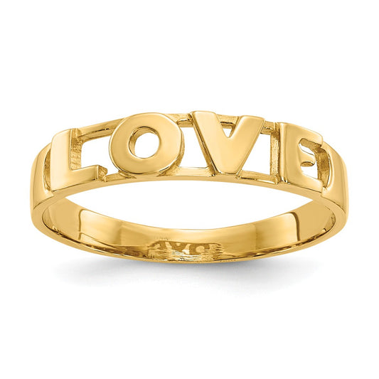 14k Yellow Gold Love Ring, Size: 6